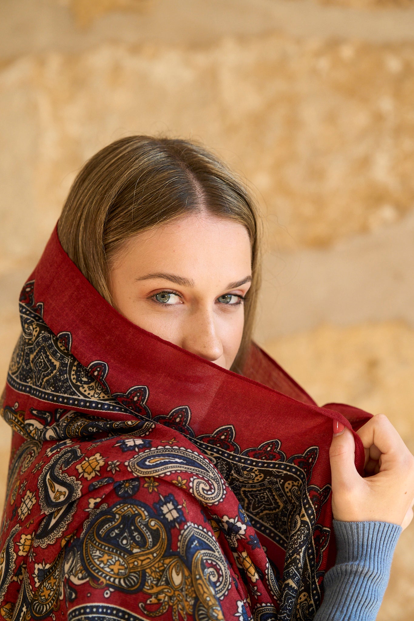 Foulard estampat Viola vermell i blau