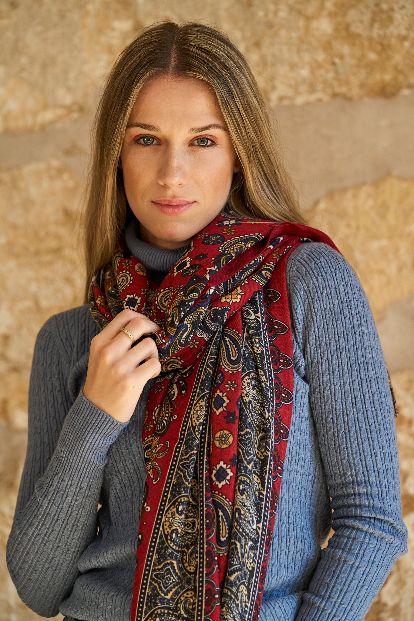 Foulard estampat Viola vermell i blau