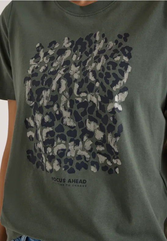 Camiseta de algodón con estampado de leopardo para mujer