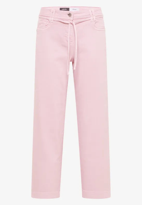 Pantalones vaqueros de talle alto y pierna ancha color rosa