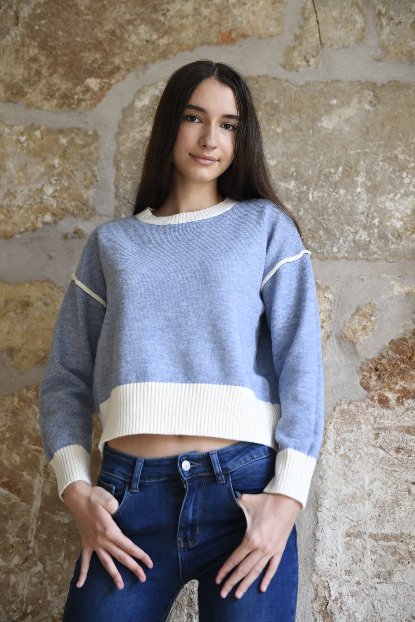 Jersei bicolor Blau