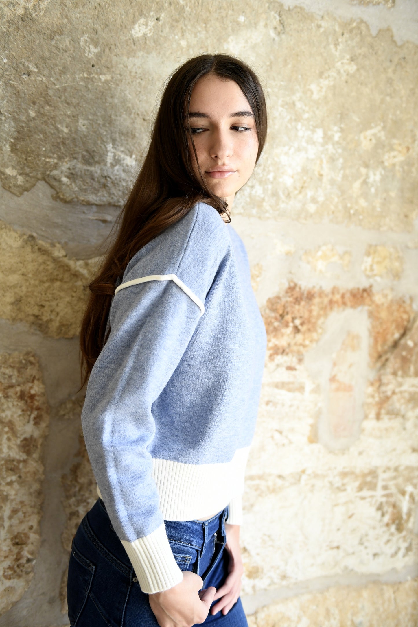Jersei bicolor Blau