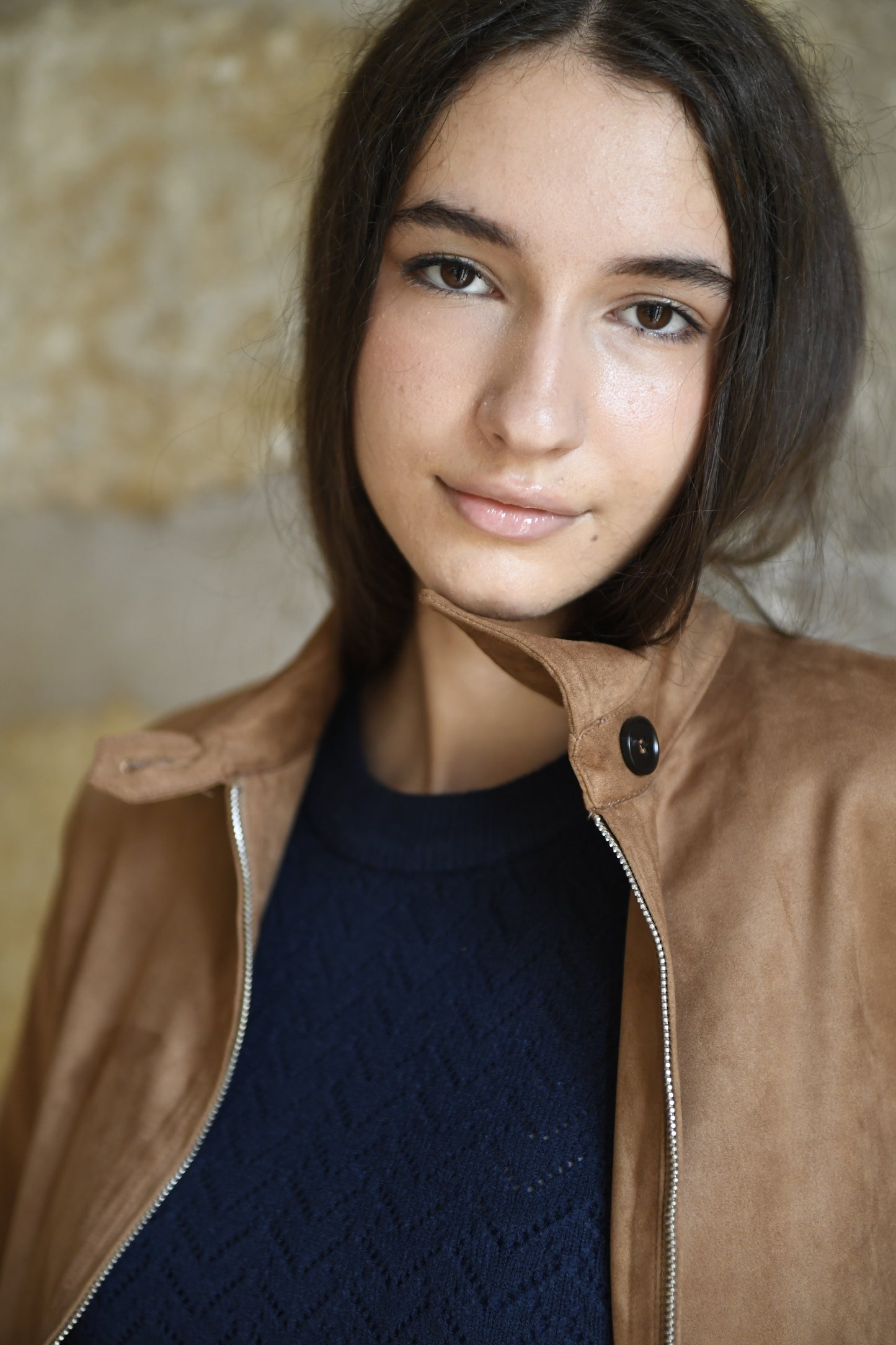 Jaqueta antelina Olivia Camel