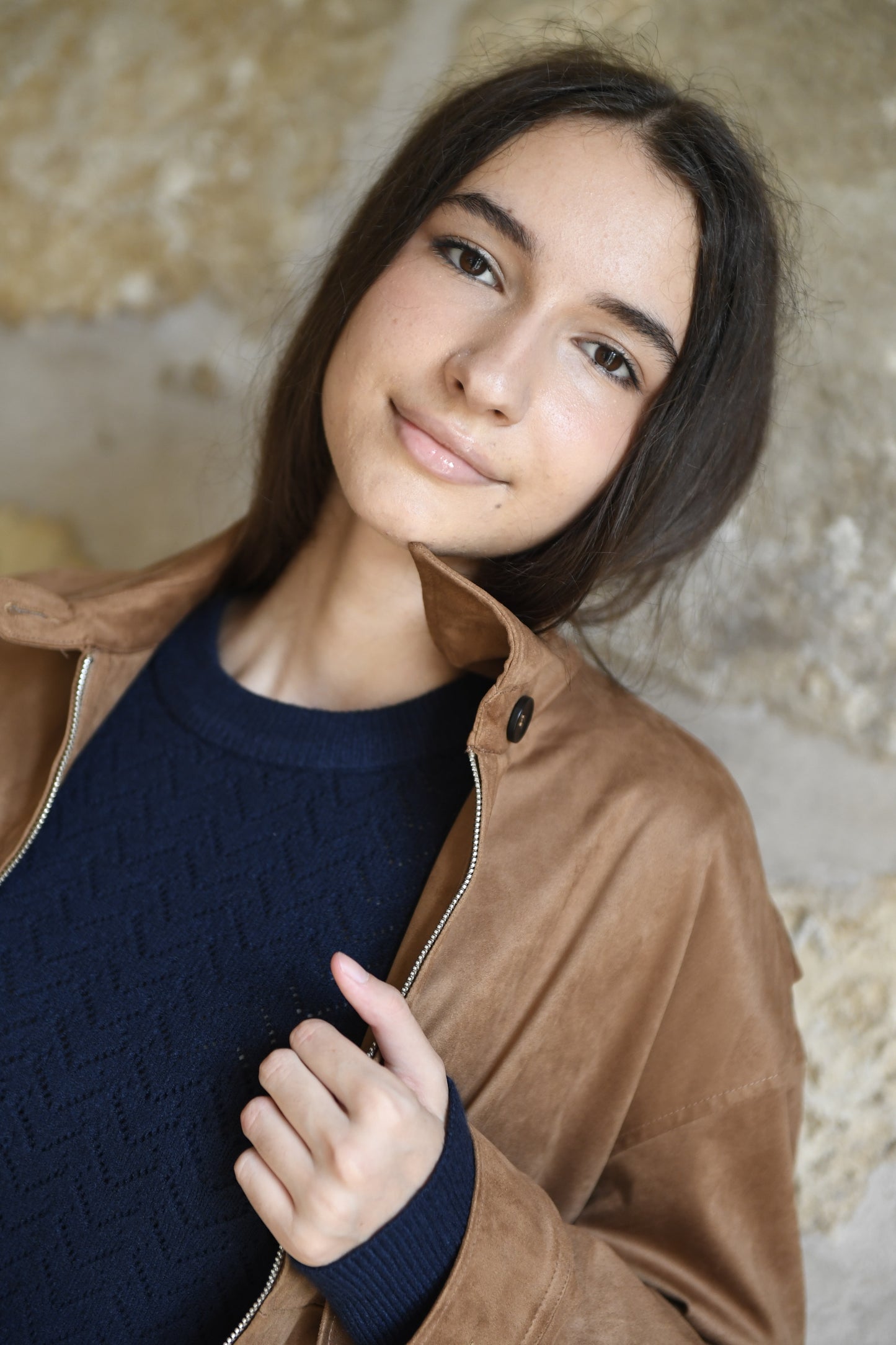 Jaqueta antelina Olivia Camel