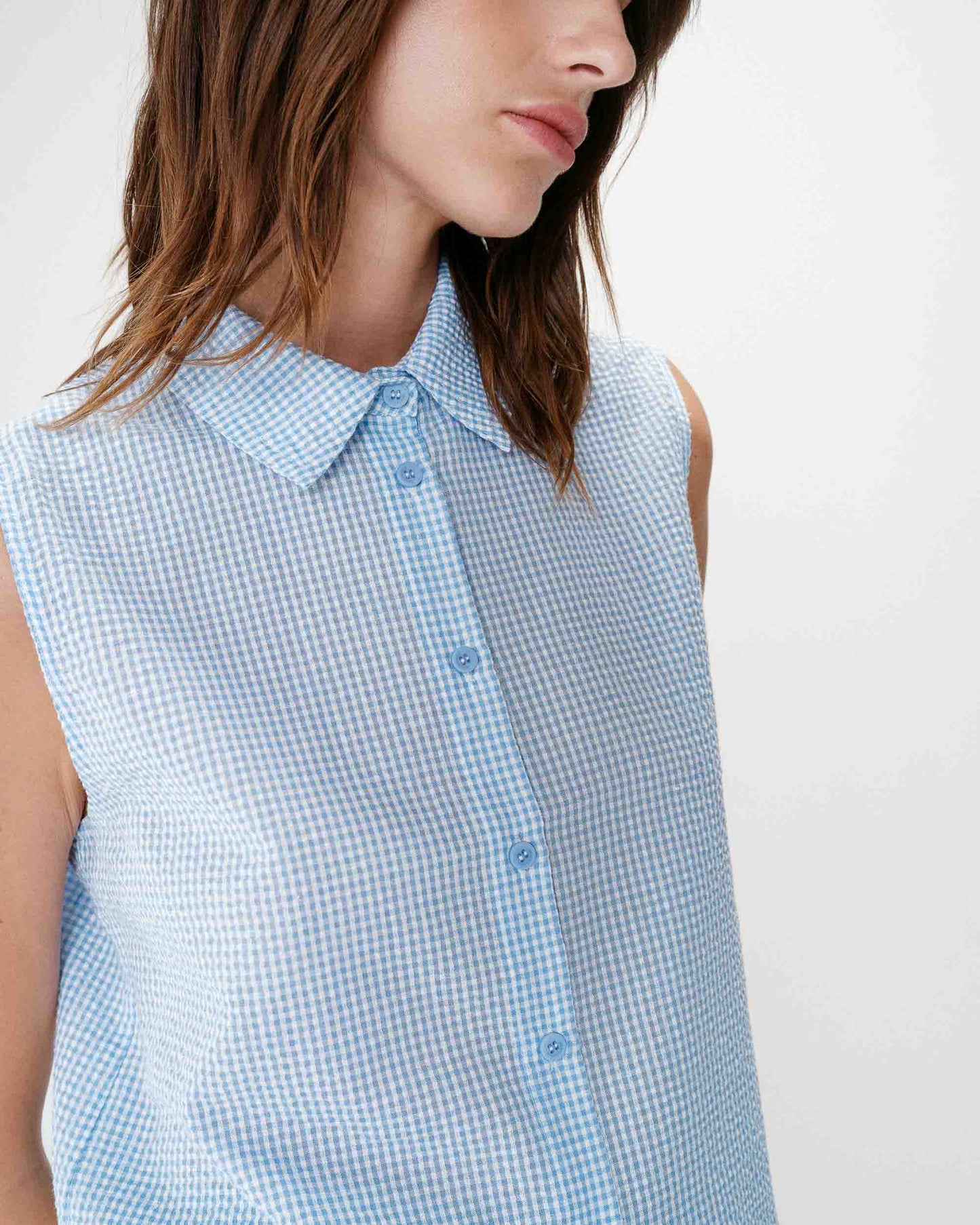 Blusa de cuadros vichy color azul Windell