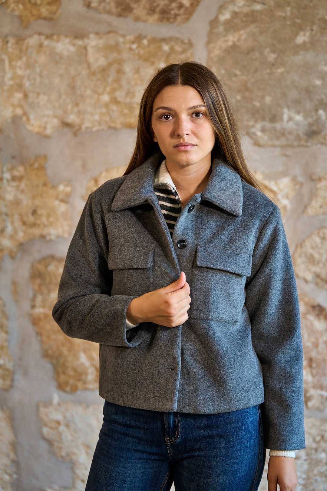 Chaqueta de paño gris