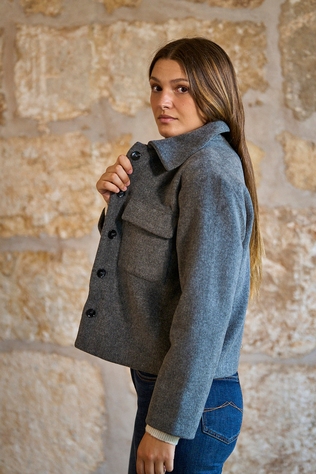 Chaqueta de paño gris