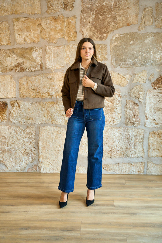 Chaqueta de paño marrón chocolate