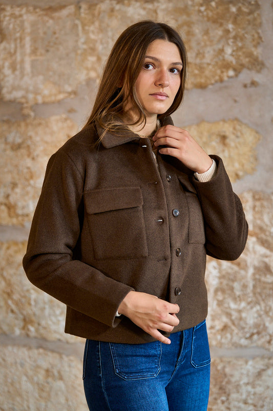 Chaqueta de paño marrón chocolate