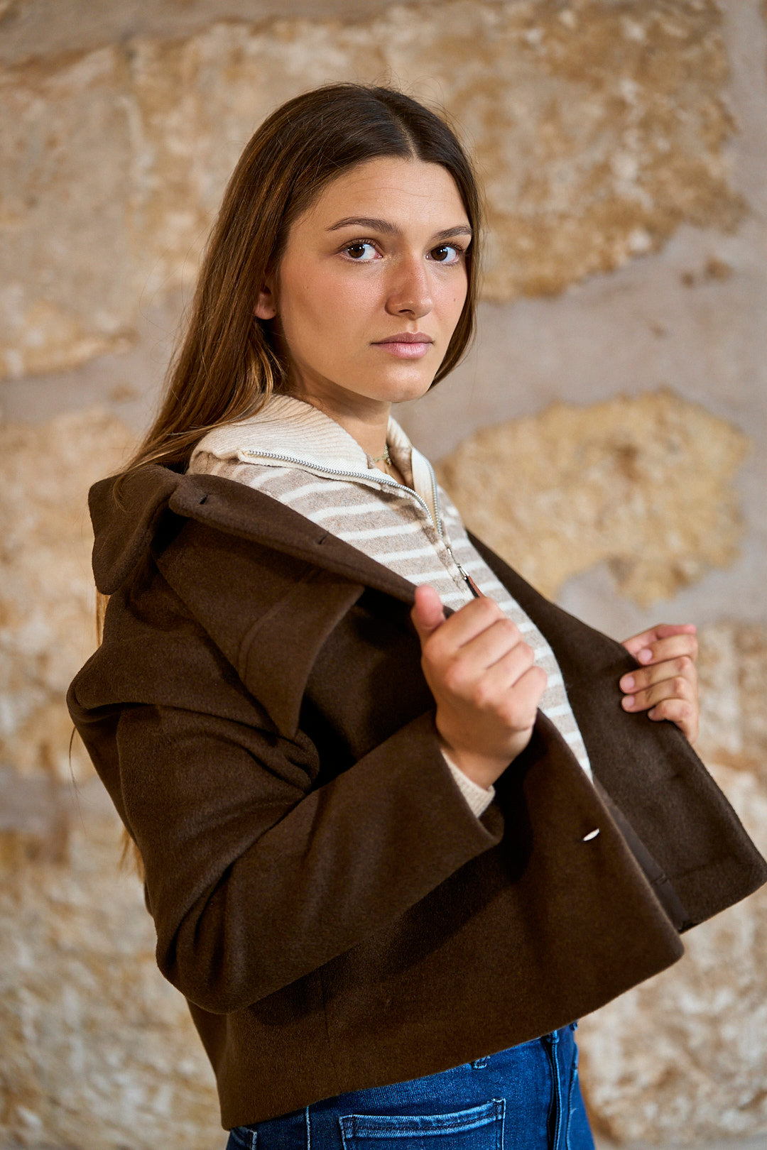 Chaqueta de paño marrón chocolate