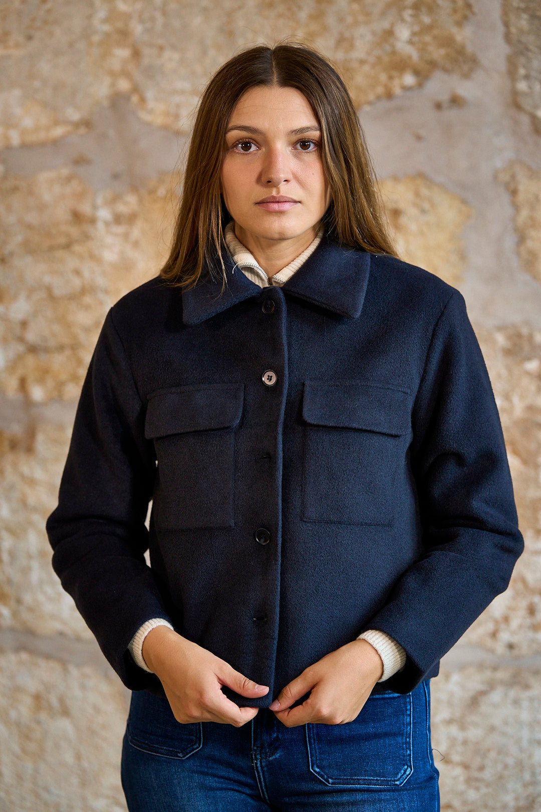 Chaqueta de paño azul marino