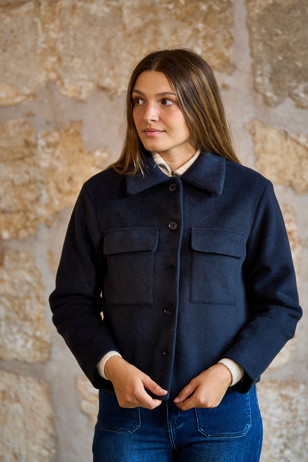 Chaqueta de paño azul marino