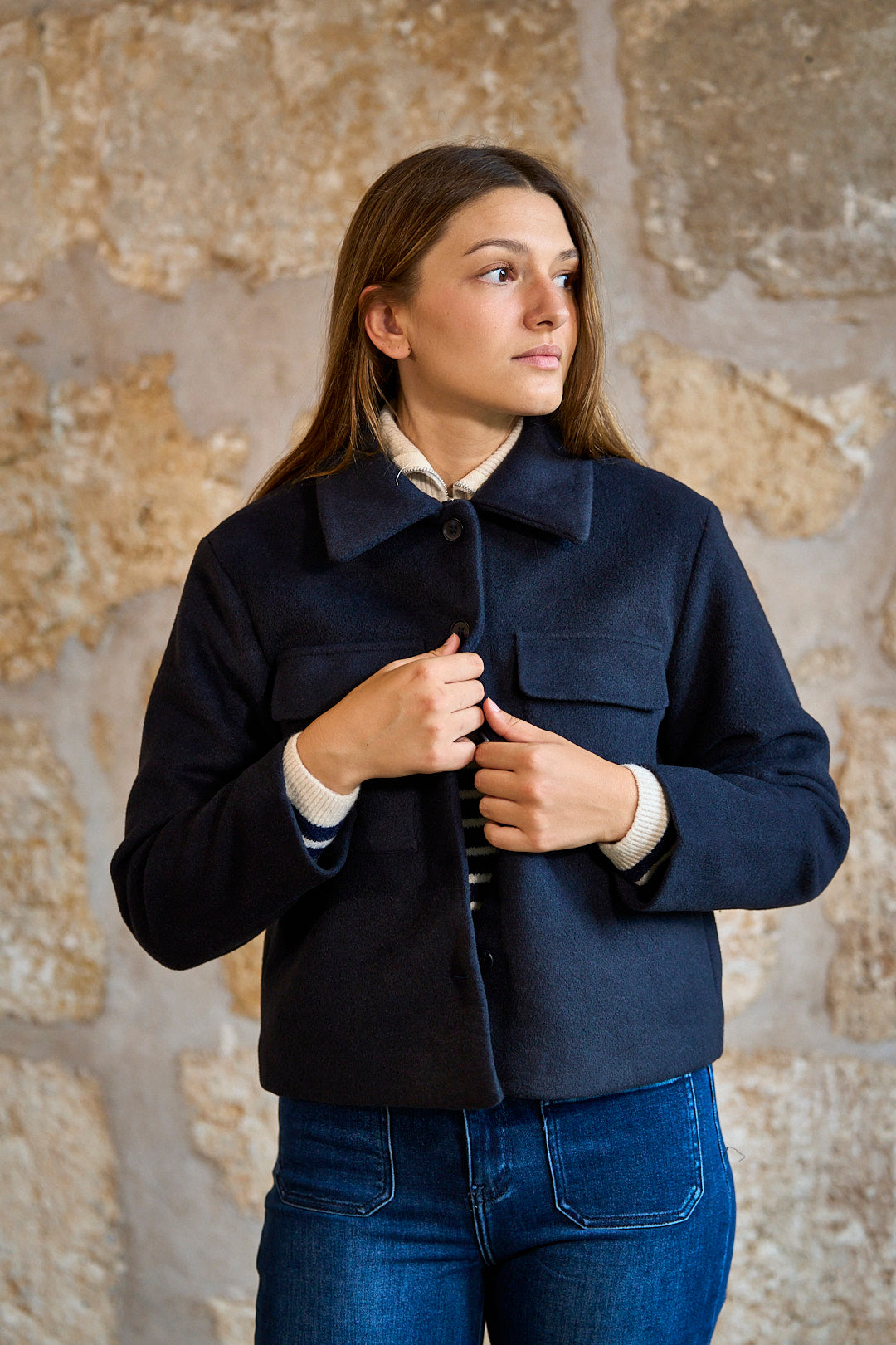 Chaqueta de paño azul marino