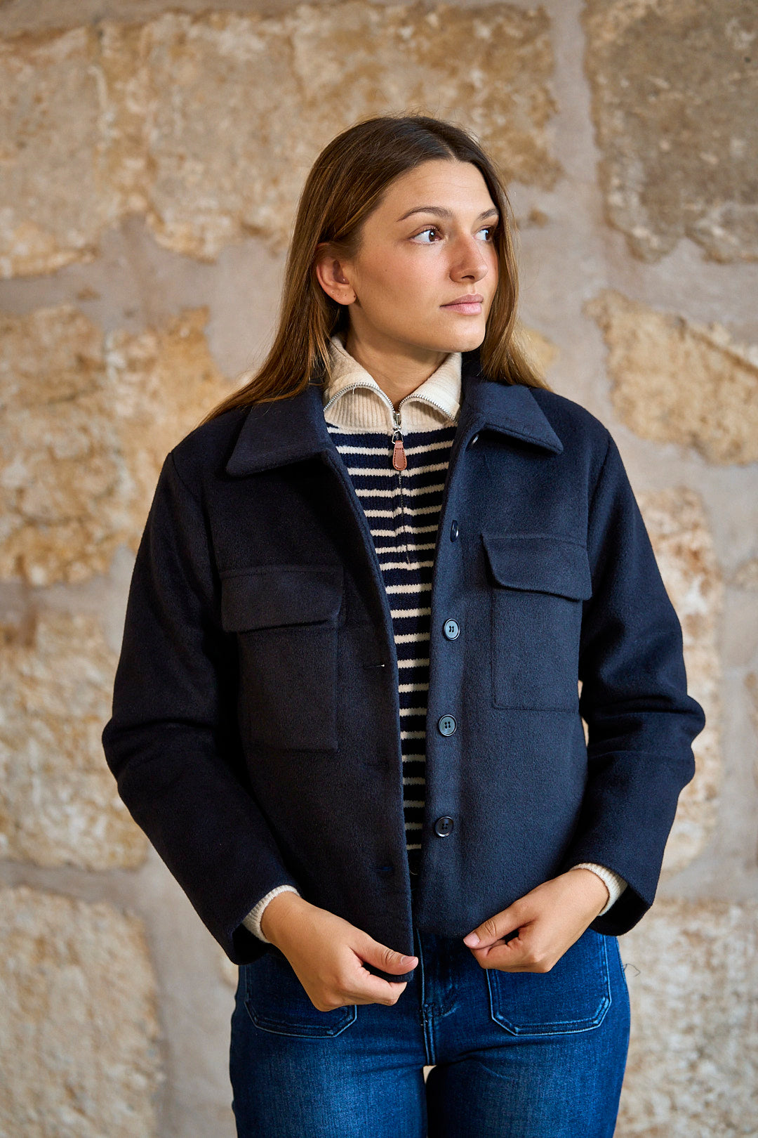 Chaqueta de paño azul marino