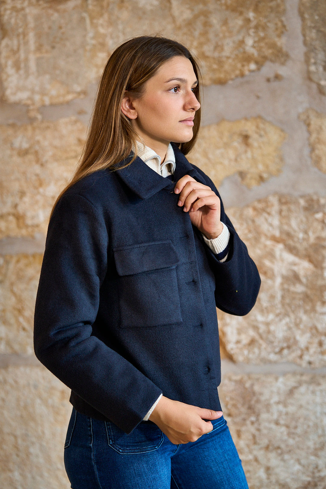 Chaqueta de paño azul marino