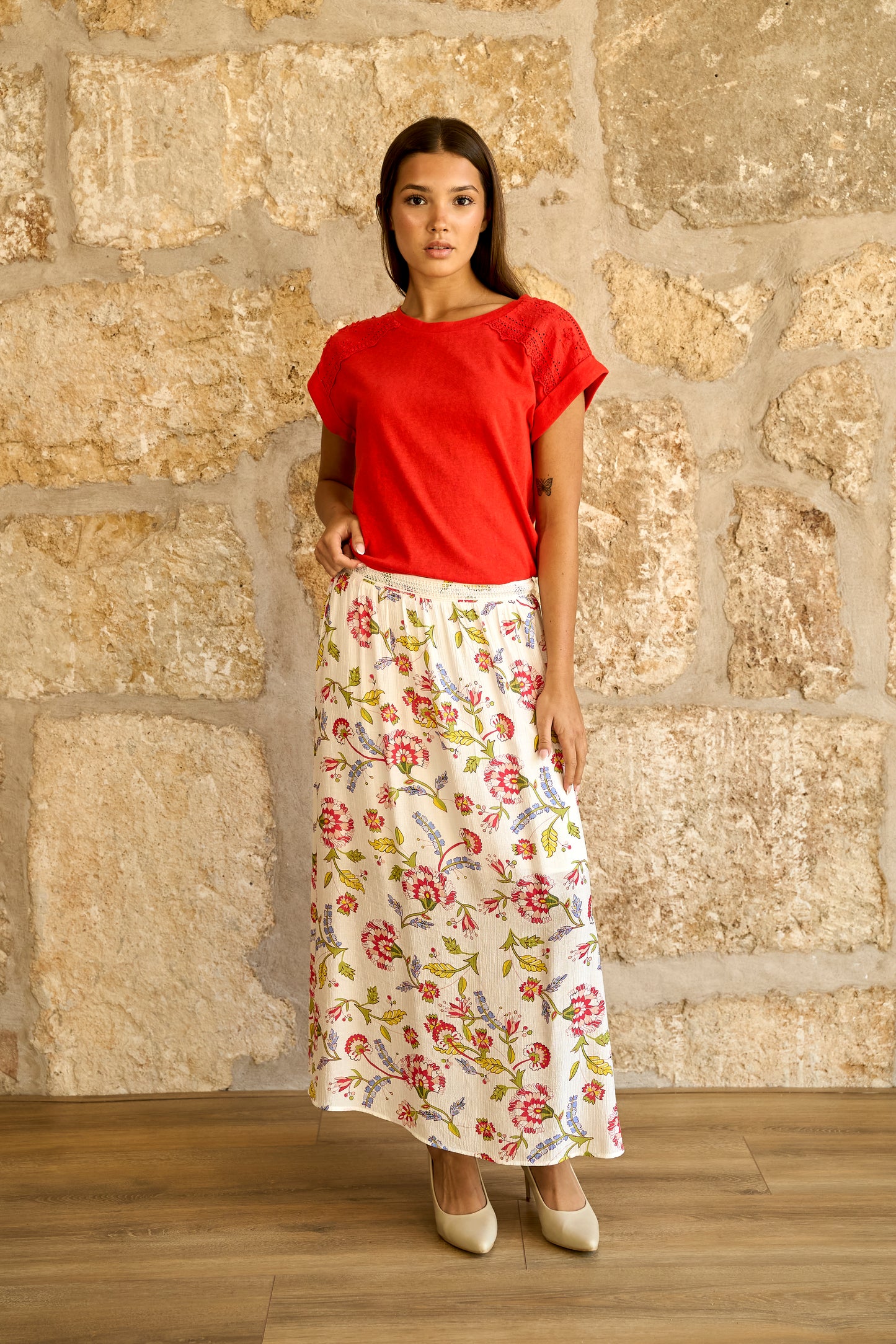 Falda larga floral Léonie