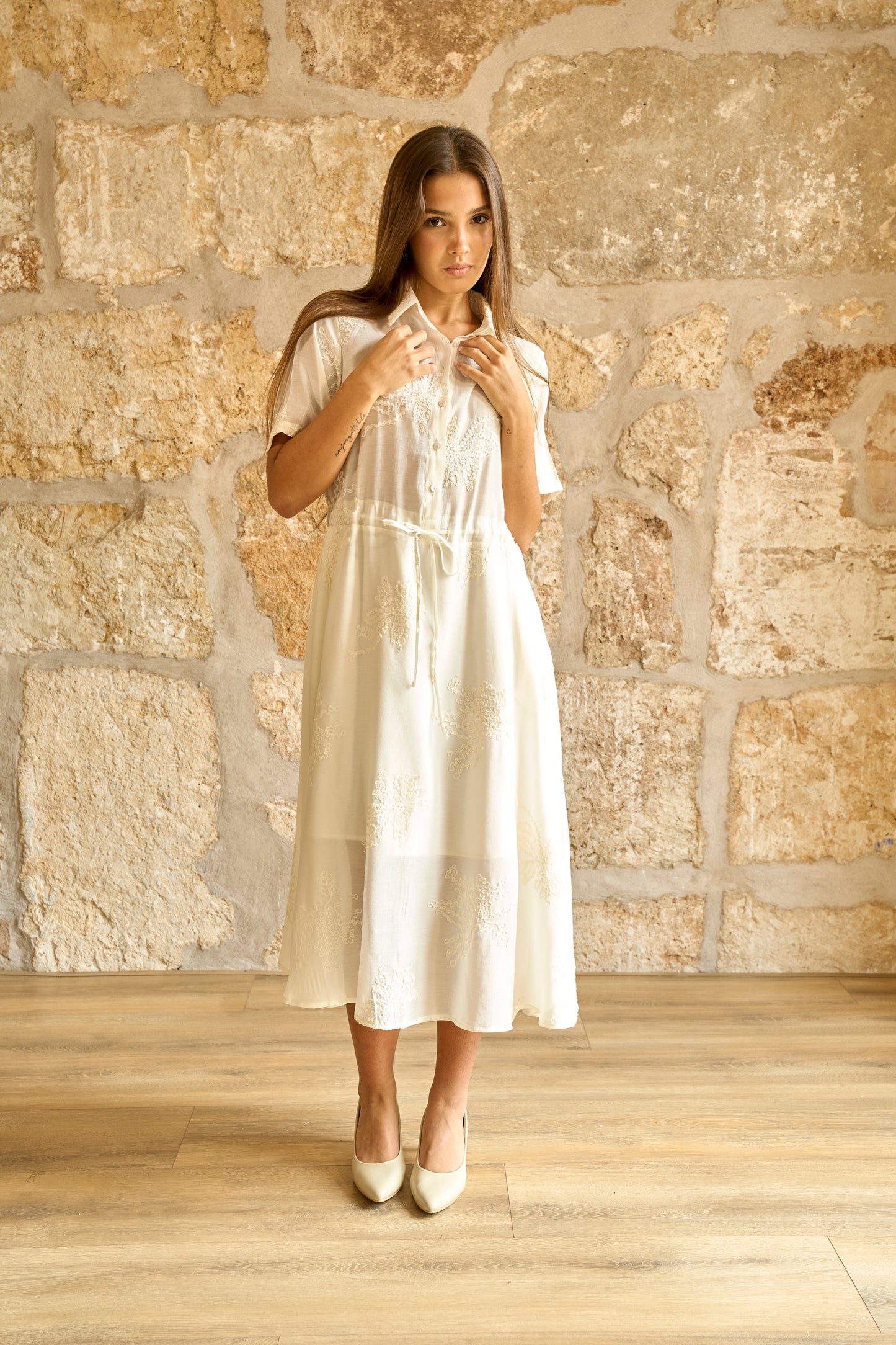 Vestido camisero bordado Elisa