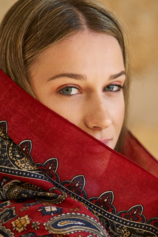 Foulard estampat  Viola vermell i blau