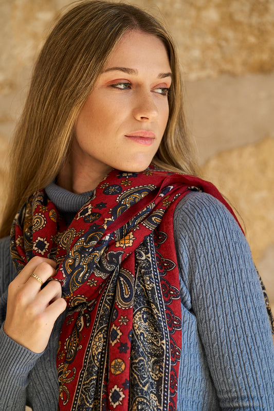 Foulard estampat  Viola vermell i blau