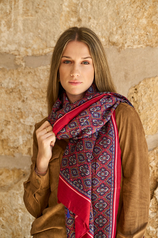 Foulard estampat  Venteo vermell i blau