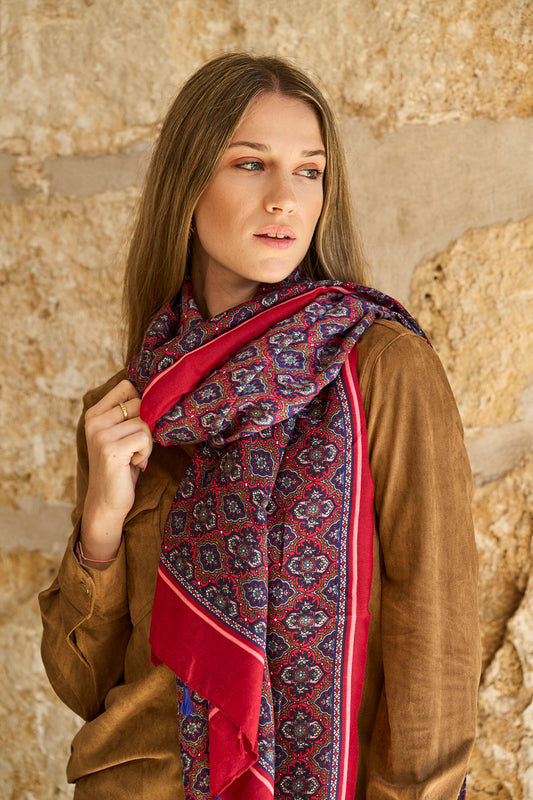 Foulard estampat  Venteo vermell i blau