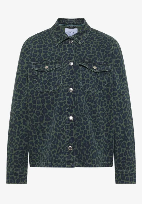 Sobrecamisa vaquera con estampado de leopardo