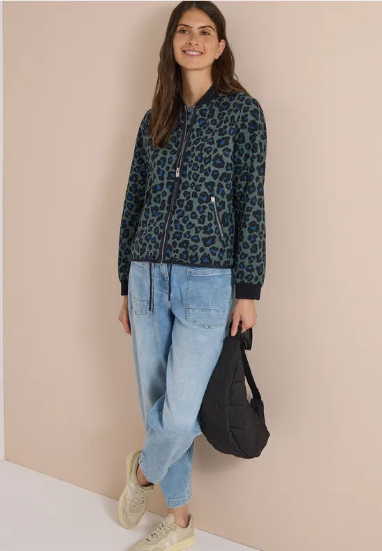 Chaqueta deportiva con estampado de leopardo para mujer