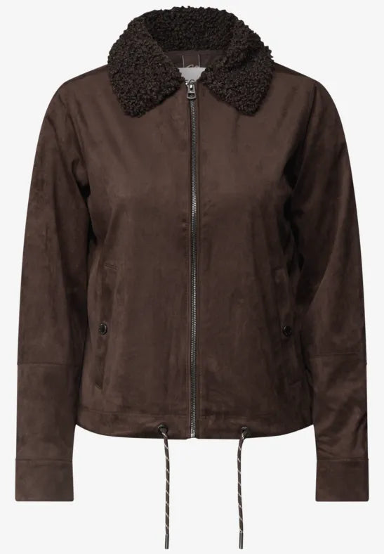 Chaqueta de terciopelo marrón con cuello de borreguito