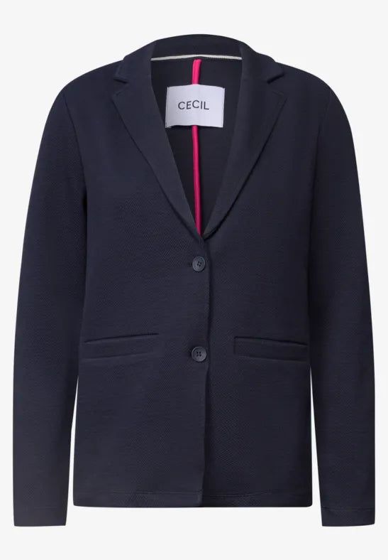 Blazer de punto con solapa en color azul marino