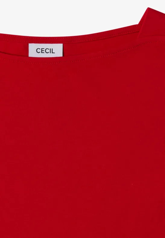 Camiseta básica de algodón con cuello barco en color rojo