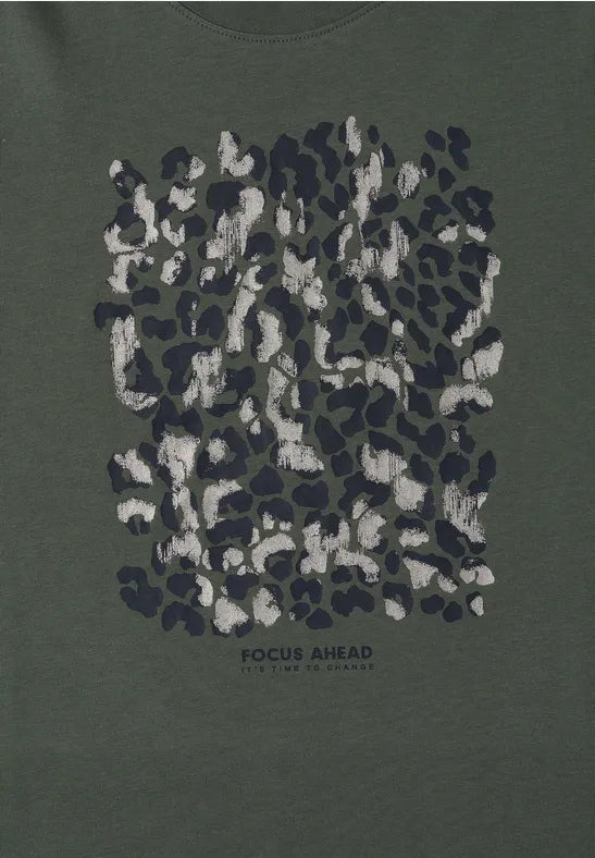 Camiseta de algodón con estampado de leopardo para mujer