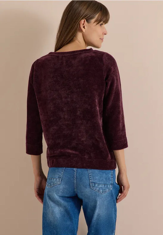 Camiseta de pana con escote barco para mujer