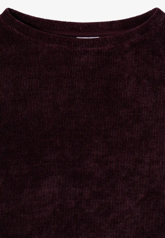 Camiseta de pana con escote barco para mujer