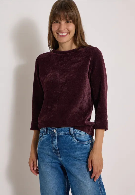 Camiseta de pana con escote barco para mujer