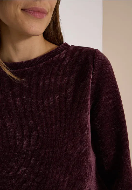Camiseta de pana con escote barco para mujer