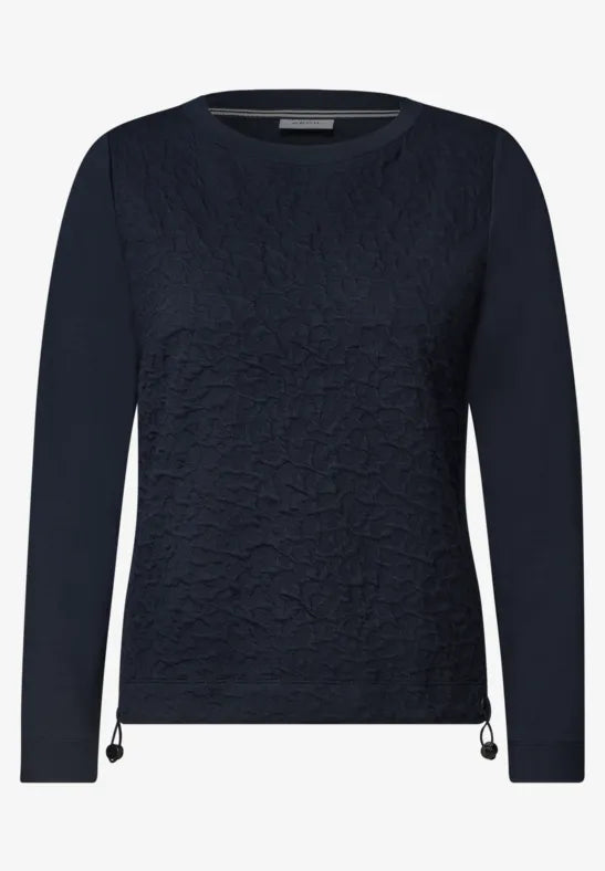 Camiseta estilo sudadera con textura en color azul marino