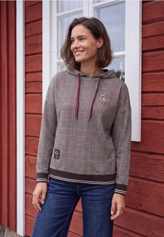 Sudadera de cuadros con capucha