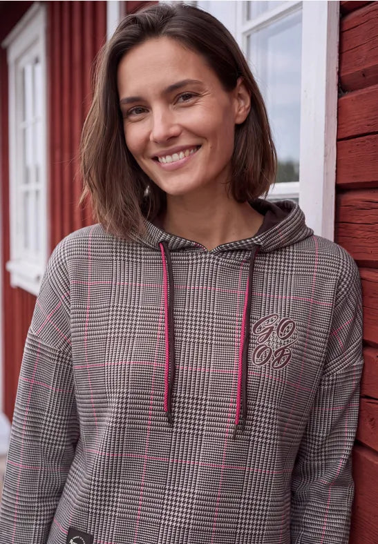 Sudadera de cuadros con capucha
