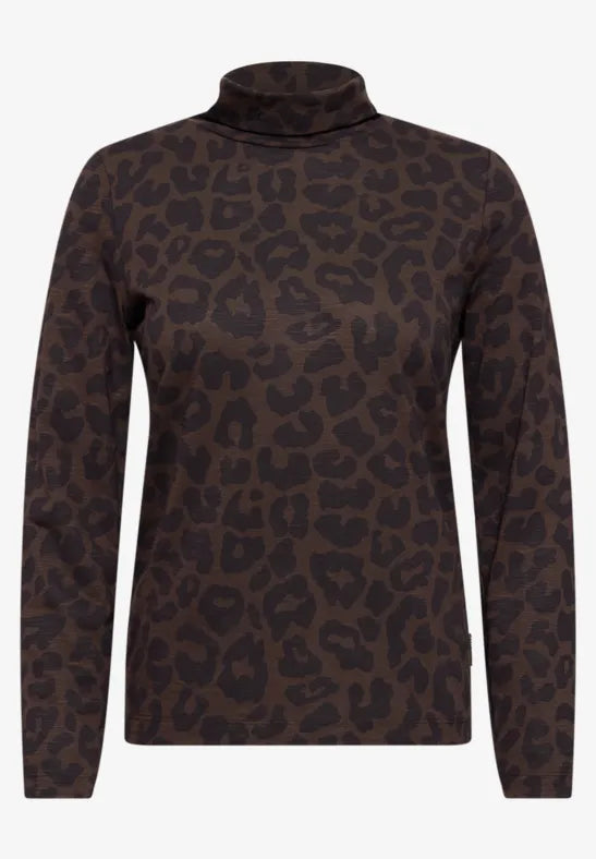 Camiseta de cuello alto con estampado animal print