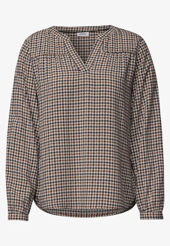 Blusa con estampado de pata de gallo