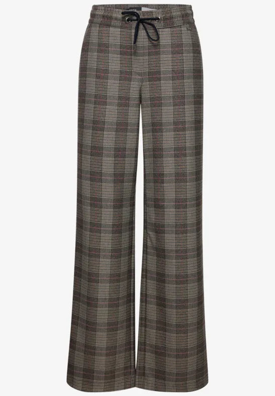 Pantalón de cuadros de pierna ancha en color marrón