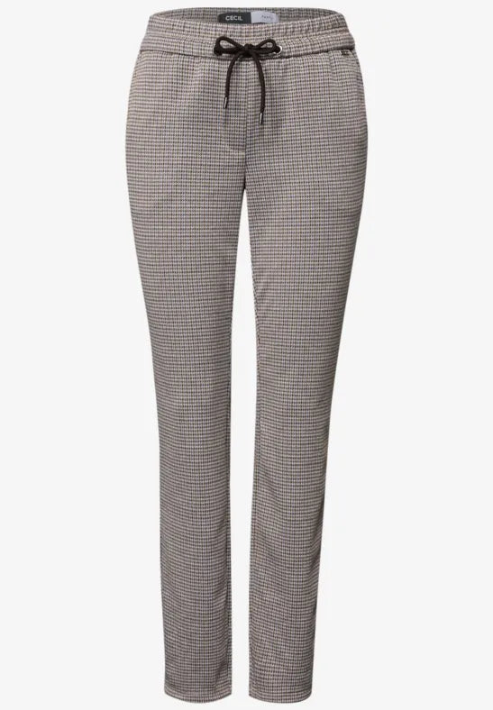 Pantalones ajustados de pierna recta con estampado de pata de gallo