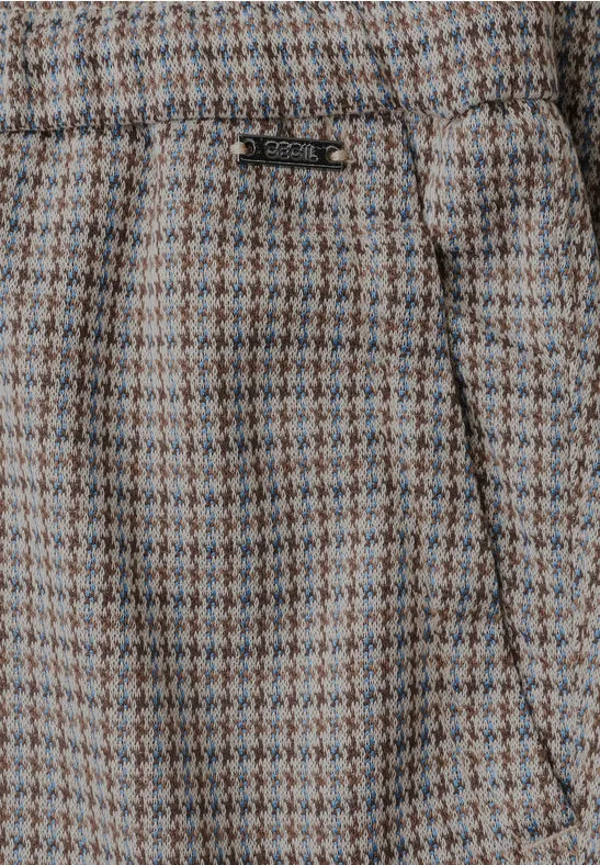 Pantalones ajustados de pierna recta con estampado de pata de gallo