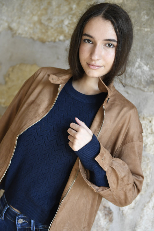 Jaqueta antelina Olivia Camel