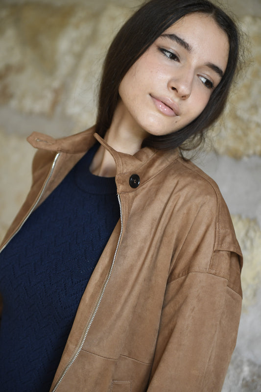 Jaqueta antelina Olivia Camel