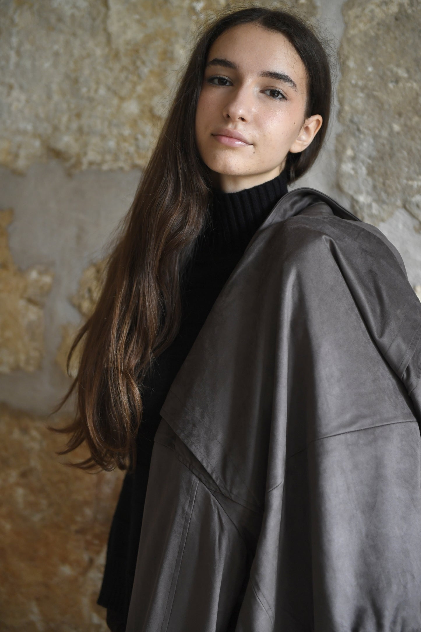 Jaqueta antelina Olivia Smoky Brown