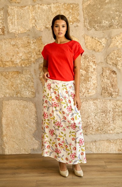 Camiseta Cala en color rojo anaranjado