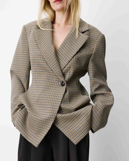 Blazer de pata de gallo beige Almond