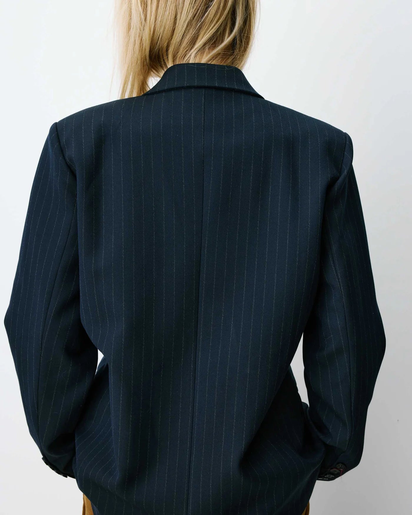 Blazer Auguste de doble botonadura a rayas azul marino