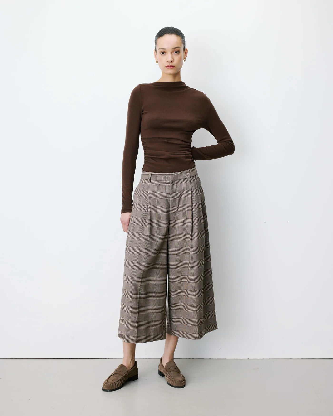 Pantalones Arnold culotte de pierna ancha con estampado de cuadros Príncipe de Gales